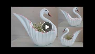 How to Make the Swan Pot Planters and Home Decor for Gardening // cement craft ideas