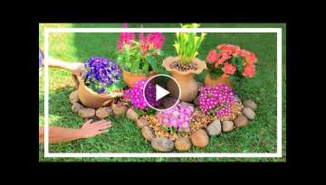Beautiful flower bed with natural stones / Garden ideas.