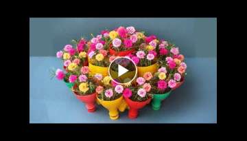 Recycling Ideas Plastic Bottles Flower Pot 3 Storey Pyramid Beautiful Colorful