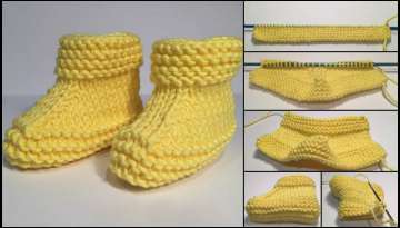 Yellow Colored Children Making booties with Visual Impressions Yellow Colored Children Making booties with Visual Impressions
